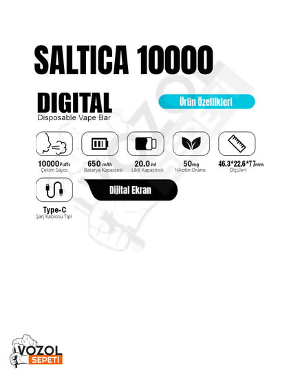 Saltica 10000 Ekranlı Puff Strawberry Mango